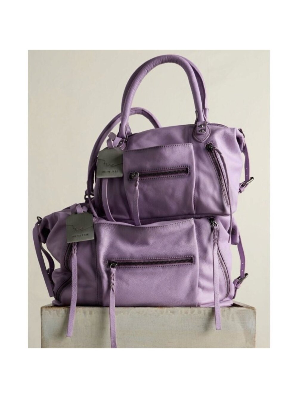 We The Free Free People Lilac Baby Emerson Leather Tote